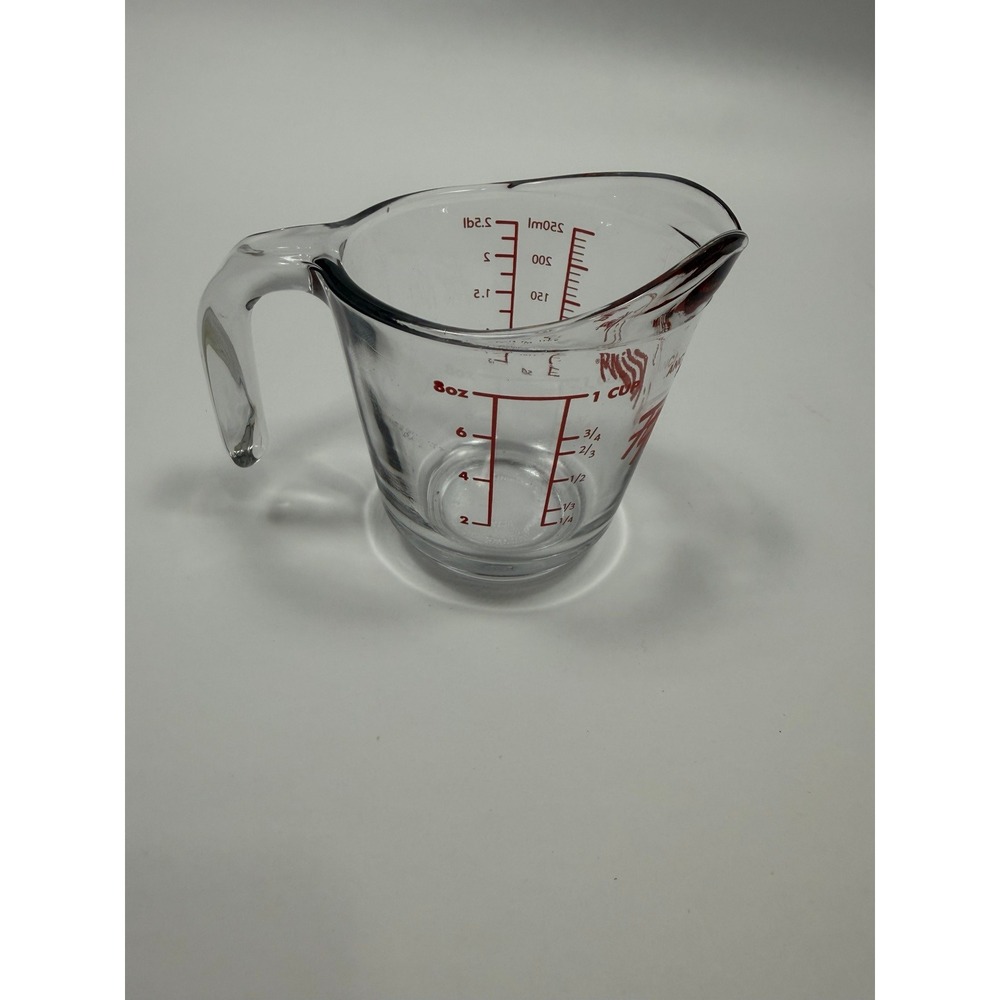 Anchor Hocking Fire-King Glass Measuring Cup 1 Cup 8oz 250ml Clear Red